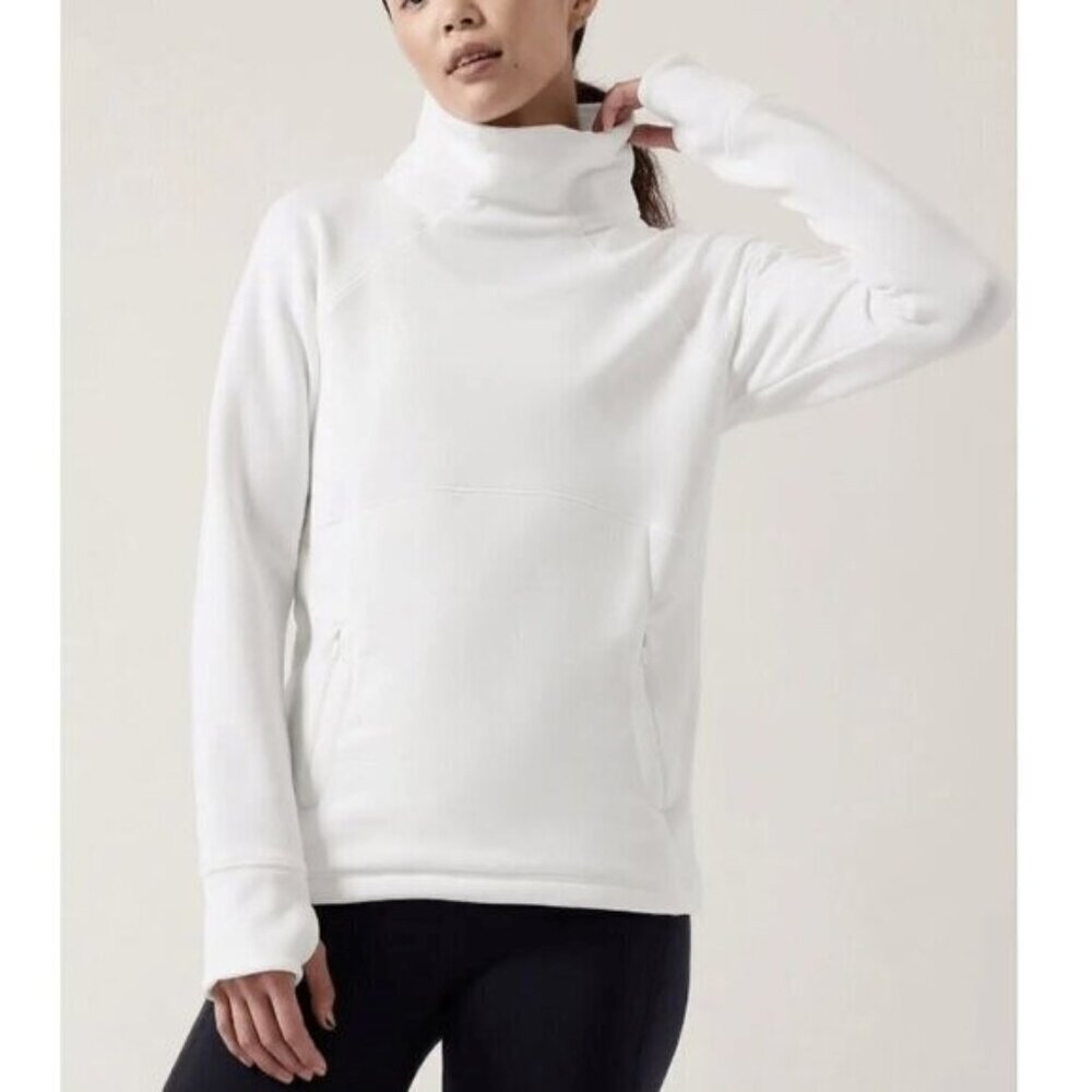 Athleta Sweatshirt Altitude Polartec Funnel Neck White Med * NWT *